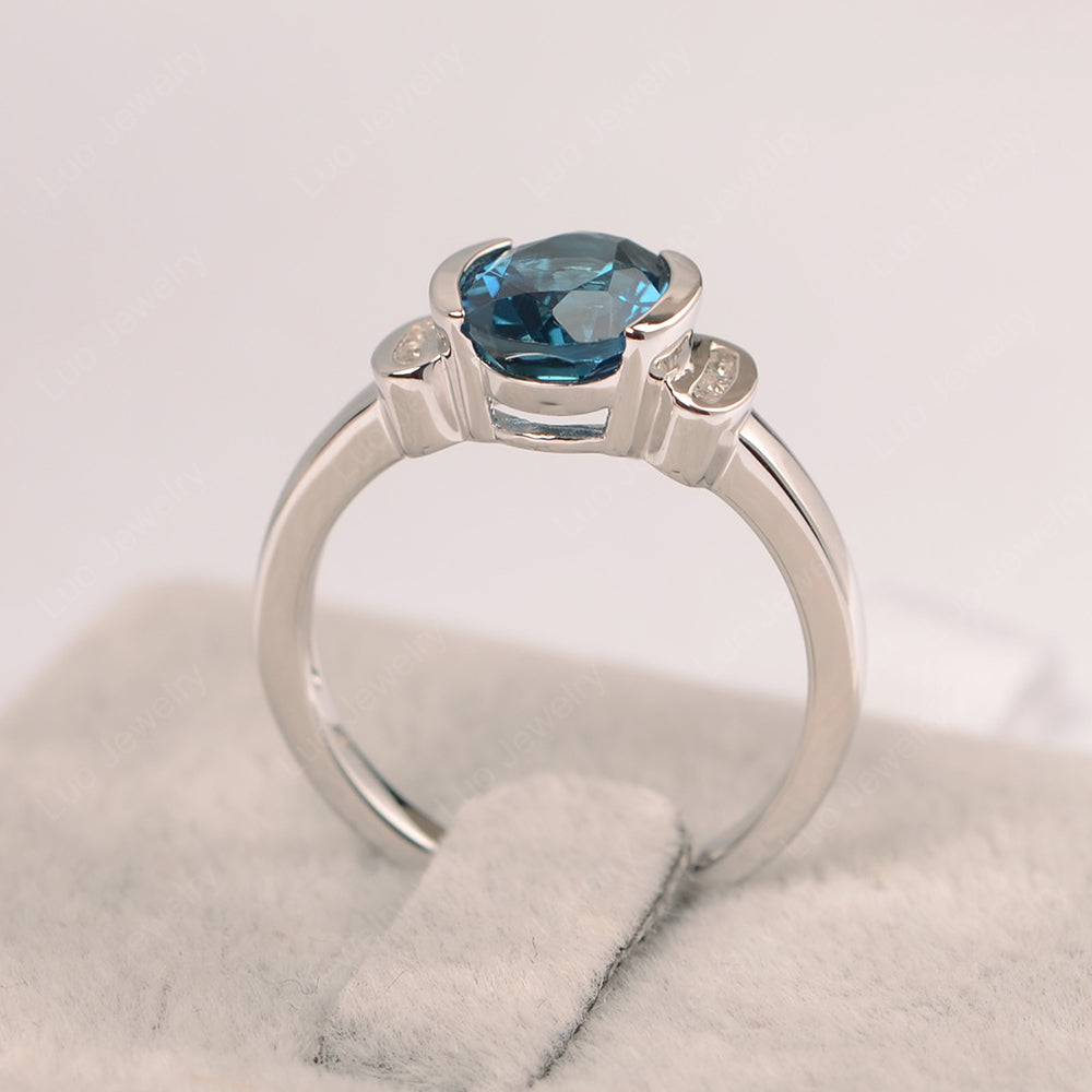 Oval London Blue Topaz Engagement Ring Yellow Gold - LUO Jewelry