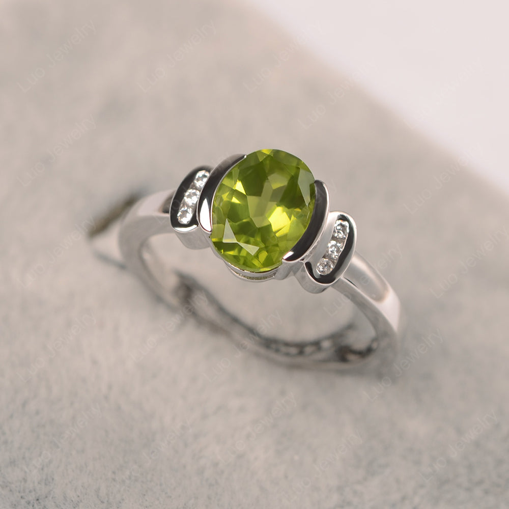 Oval Peridot Engagement Ring Yellow Gold - LUO Jewelry