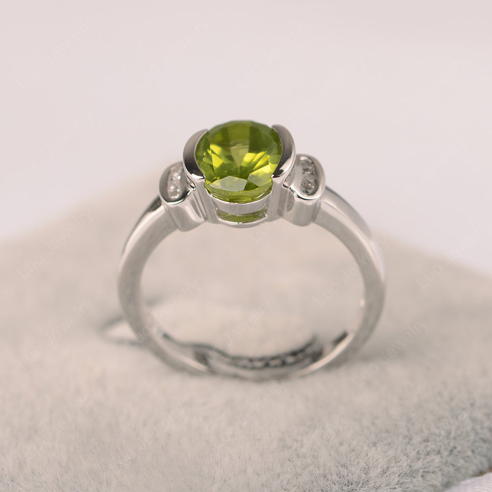Oval Peridot Engagement Ring Yellow Gold - LUO Jewelry