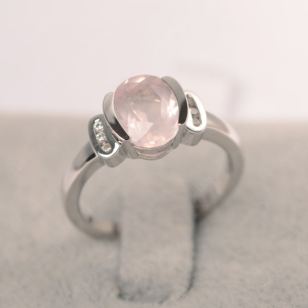 Oval Rose Quartz Engagement Ring Yellow Gold - LUO Jewelry