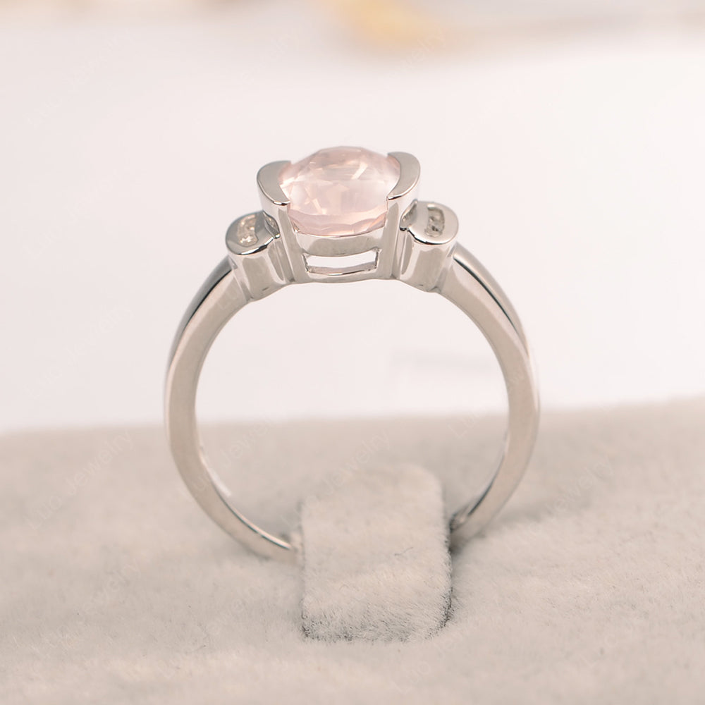 Oval Rose Quartz Engagement Ring Yellow Gold - LUO Jewelry
