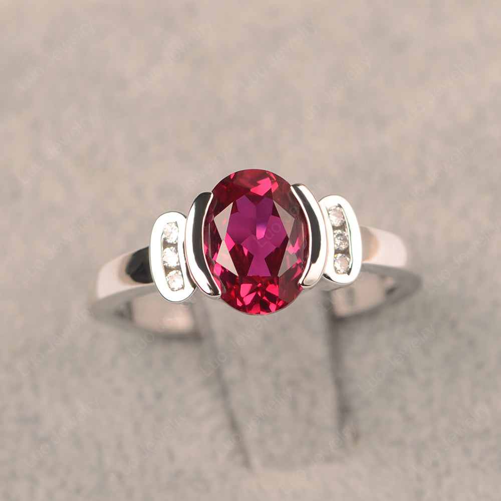 Oval Ruby Engagement Ring Yellow Gold - LUO Jewelry
