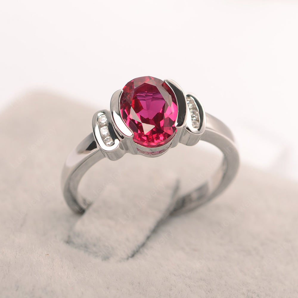 Oval Ruby Engagement Ring Yellow Gold - LUO Jewelry