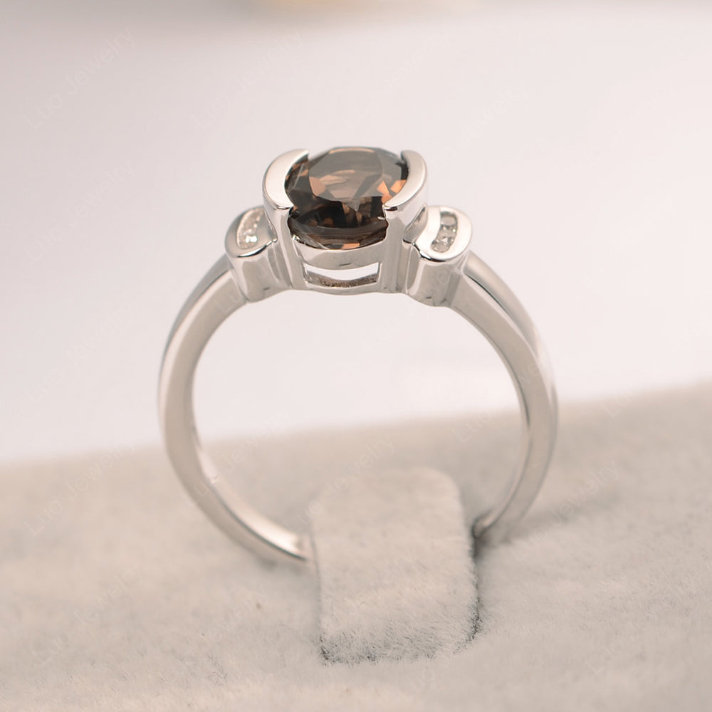 Oval Smoky Quartz  Engagement Ring Yellow Gold - LUO Jewelry