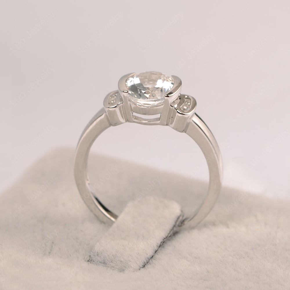 Oval White Topaz Engagement Ring Yellow Gold - LUO Jewelry