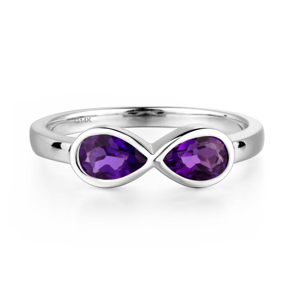 Pear Shaped 2 Stone Amethyst Infinity Ring - LUO Jewelry #metal_14k white gold