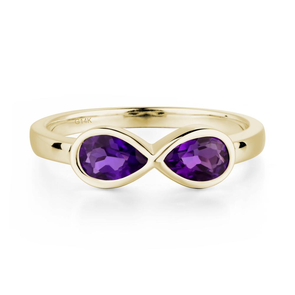 Pear Shaped 2 Stone Amethyst Infinity Ring - LUO Jewelry #metal_14k yellow gold