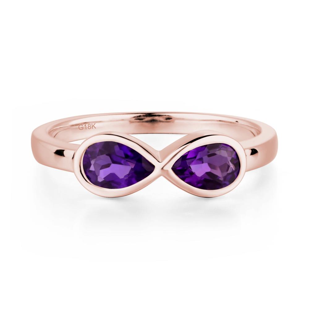Pear Shaped 2 Stone Amethyst Infinity Ring - LUO Jewelry #metal_18k rose gold
