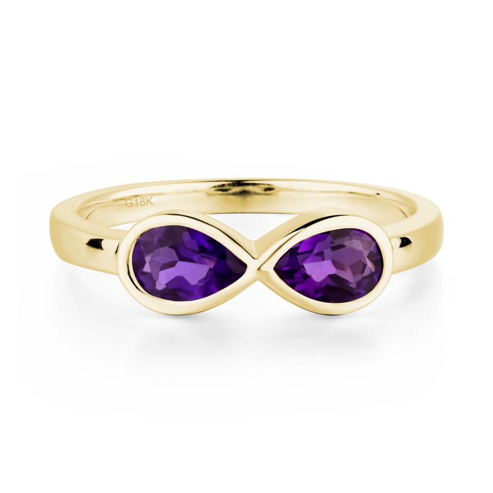 Pear Shaped 2 Stone Amethyst Infinity Ring - LUO Jewelry #metal_18k yellow gold