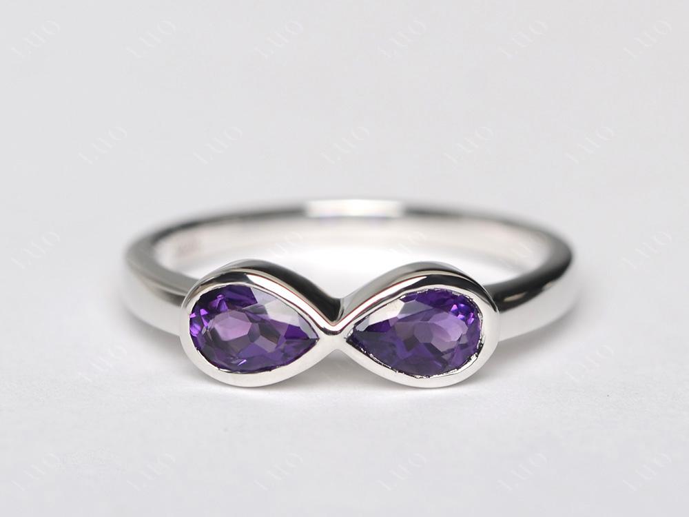 Pear Shaped 2 Stone Amethyst Infinity Ring - LUO Jewelry