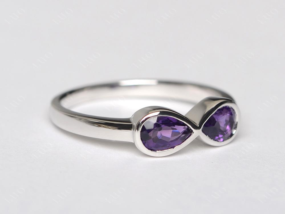 Pear Shaped 2 Stone Amethyst Infinity Ring - LUO Jewelry
