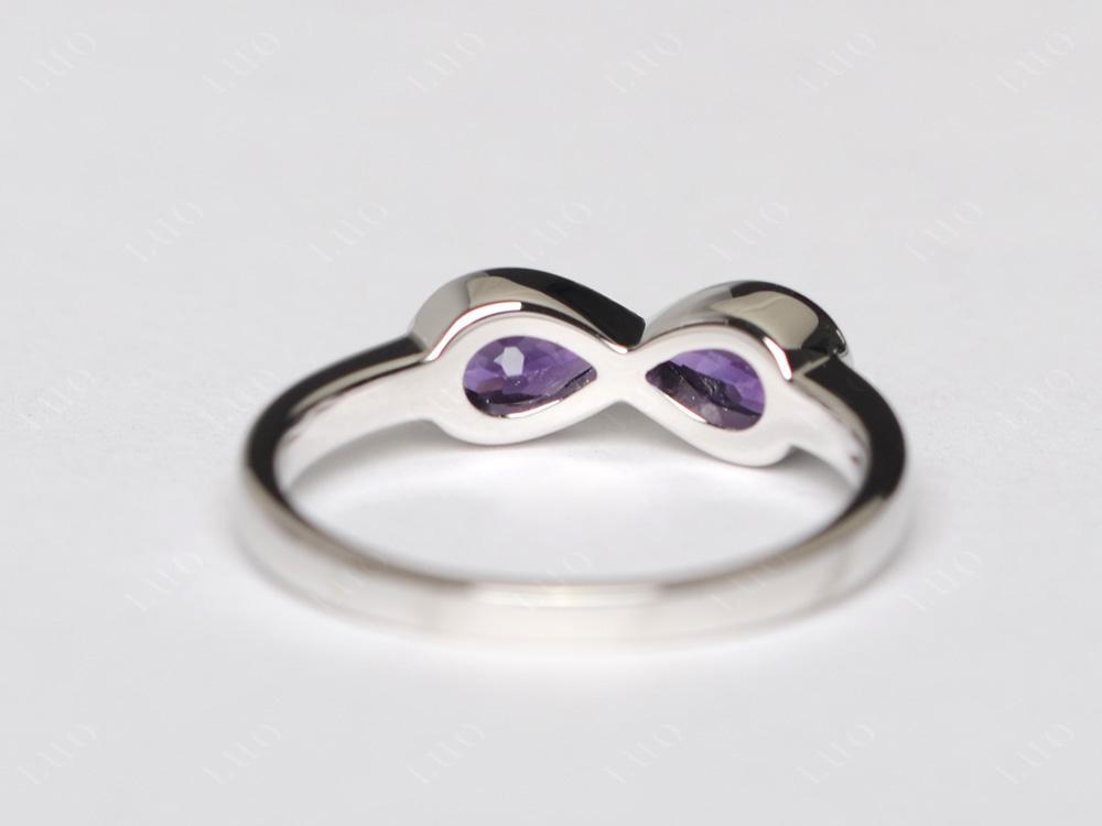 Pear Shaped 2 Stone Amethyst Infinity Ring - LUO Jewelry