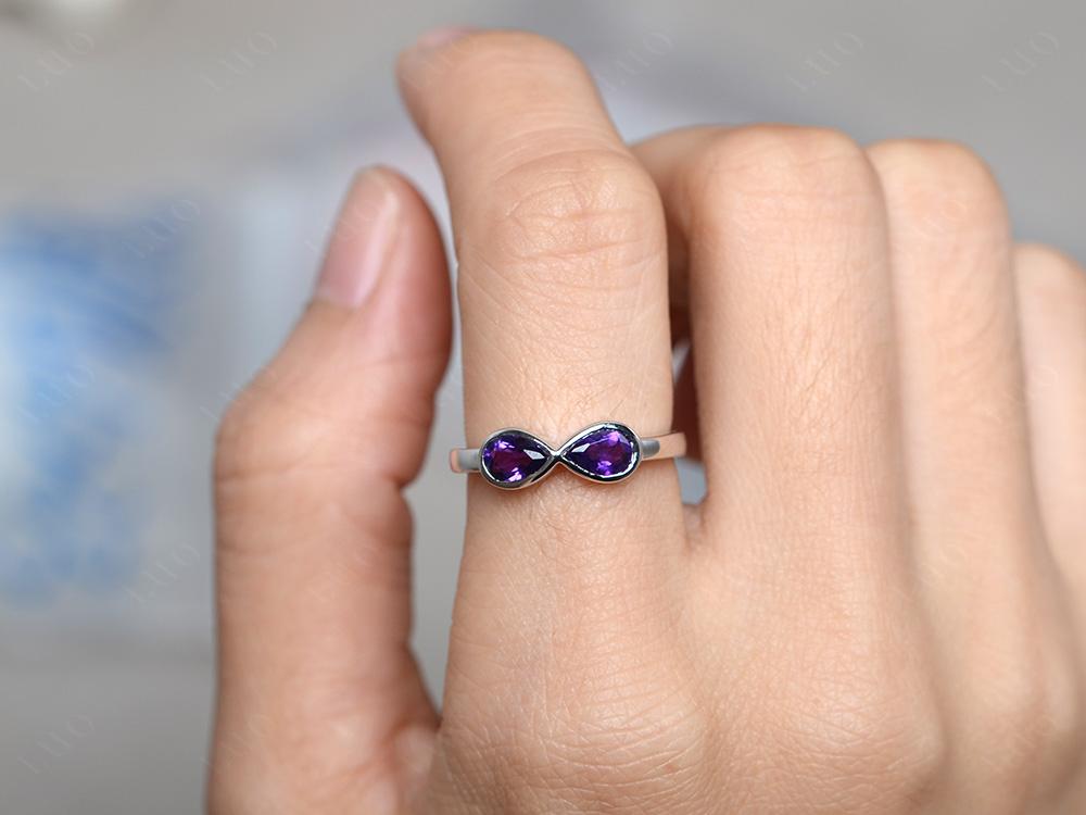 Pear Shaped 2 Stone Amethyst Infinity Ring - LUO Jewelry