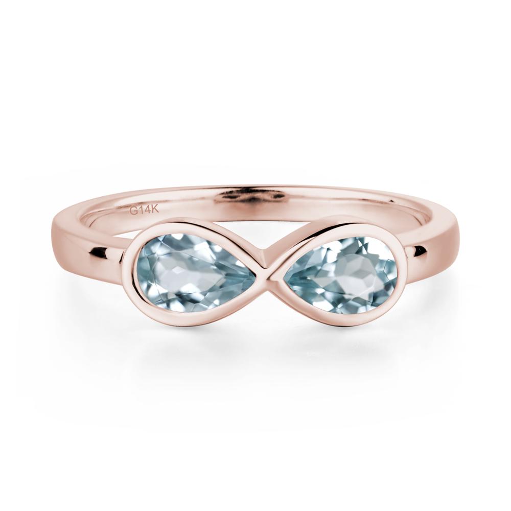 Pear Shaped 2 Stone Aquamarine Infinity Ring - LUO Jewelry #metal_14k rose gold