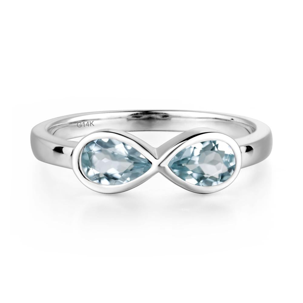 Pear Shaped 2 Stone Aquamarine Infinity Ring - LUO Jewelry #metal_14k white gold