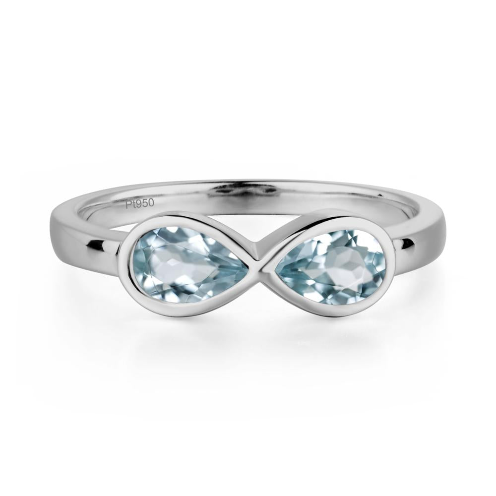 Pear Shaped 2 Stone Aquamarine Infinity Ring - LUO Jewelry #metal_platinum