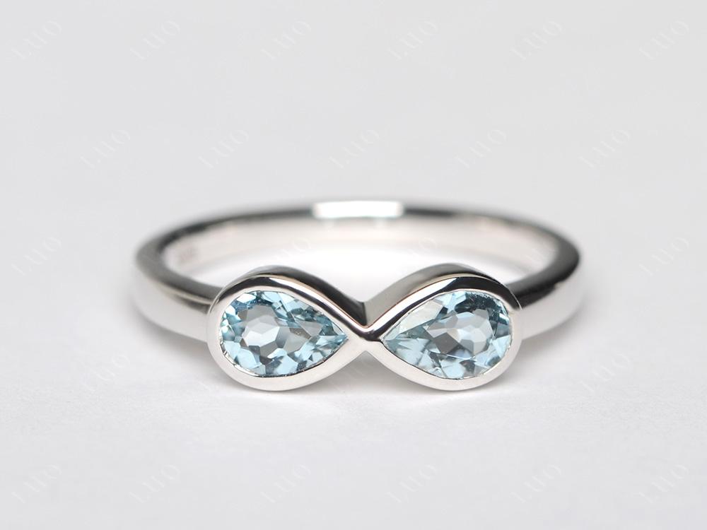 Pear Shaped 2 Stone Aquamarine Infinity Ring - LUO Jewelry