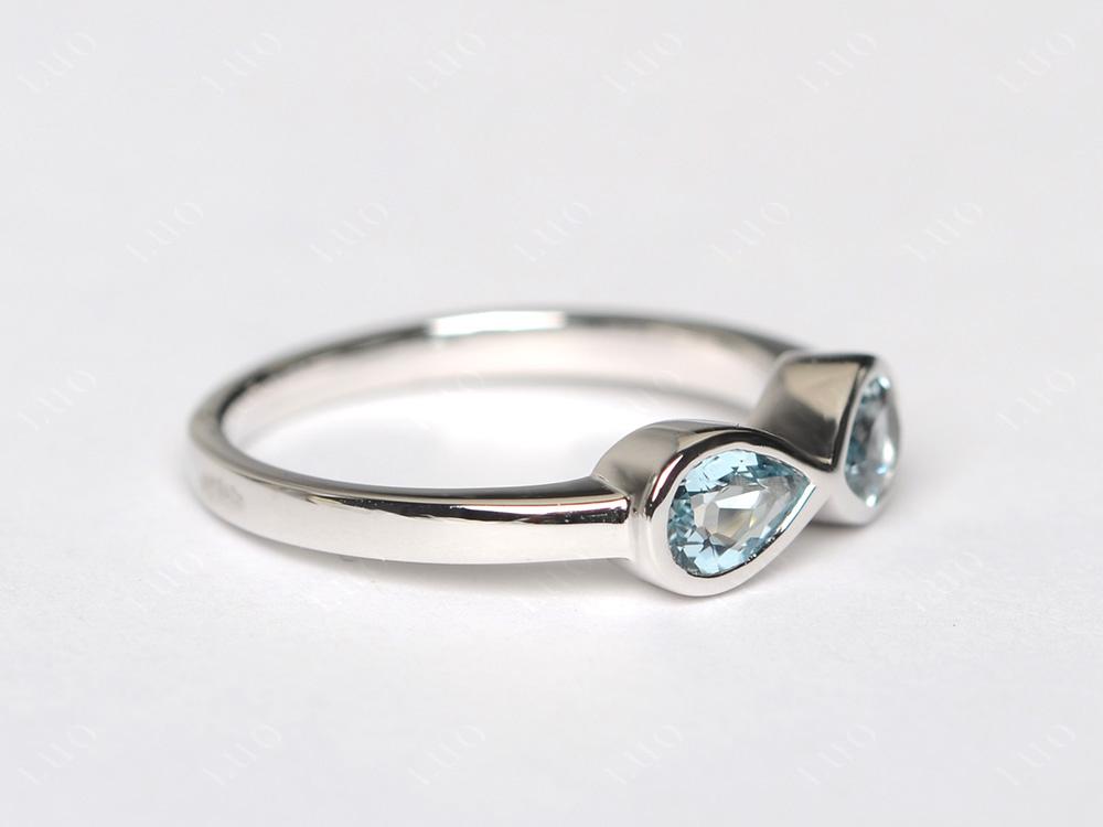 Pear Shaped 2 Stone Aquamarine Infinity Ring - LUO Jewelry