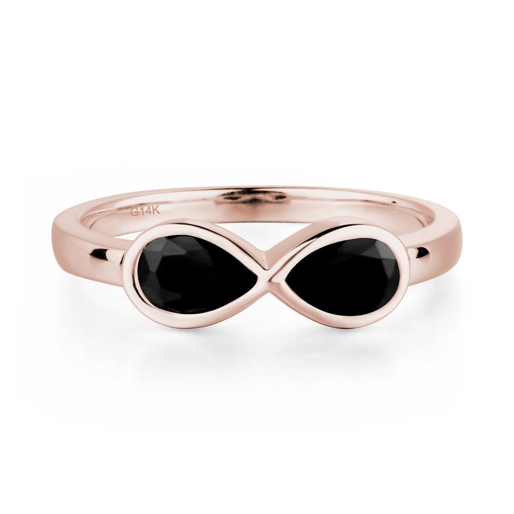 Pear Shaped 2 Stone Black Spinel Infinity Ring - LUO Jewelry #metal_14k rose gold