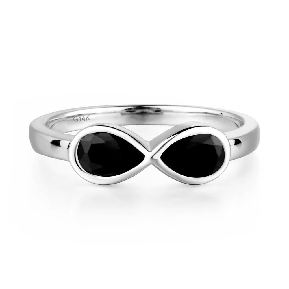 Pear Shaped 2 Stone Black Spinel Infinity Ring - LUO Jewelry #metal_14k white gold