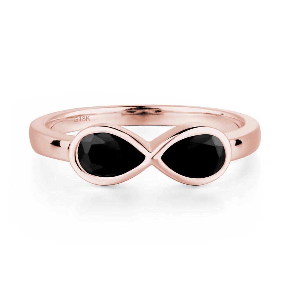 Pear Shaped 2 Stone Black Spinel Infinity Ring - LUO Jewelry #metal_18k rose gold