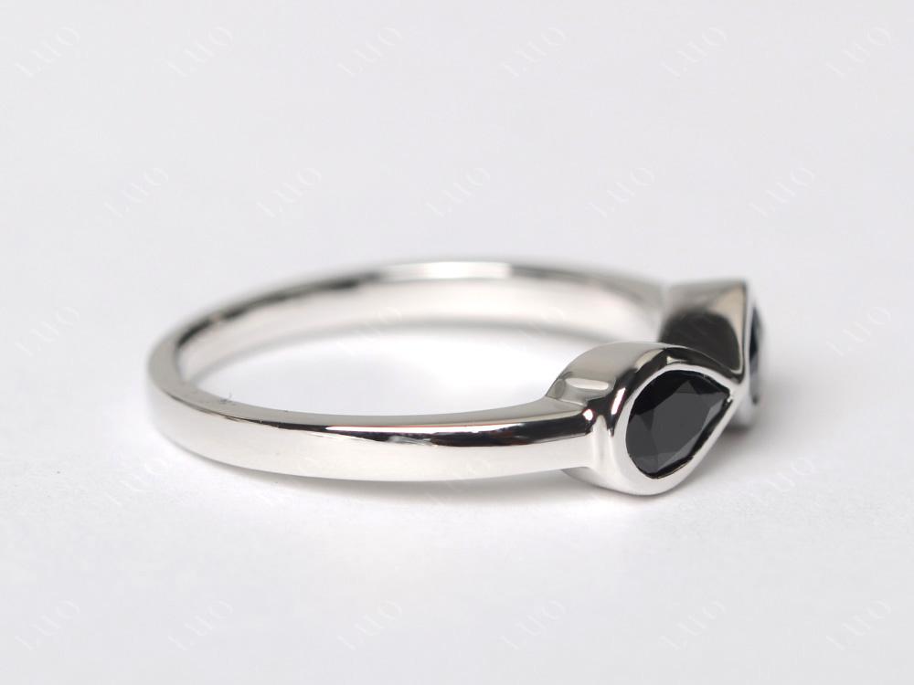 Pear Shaped 2 Stone Black Spinel Infinity Ring - LUO Jewelry