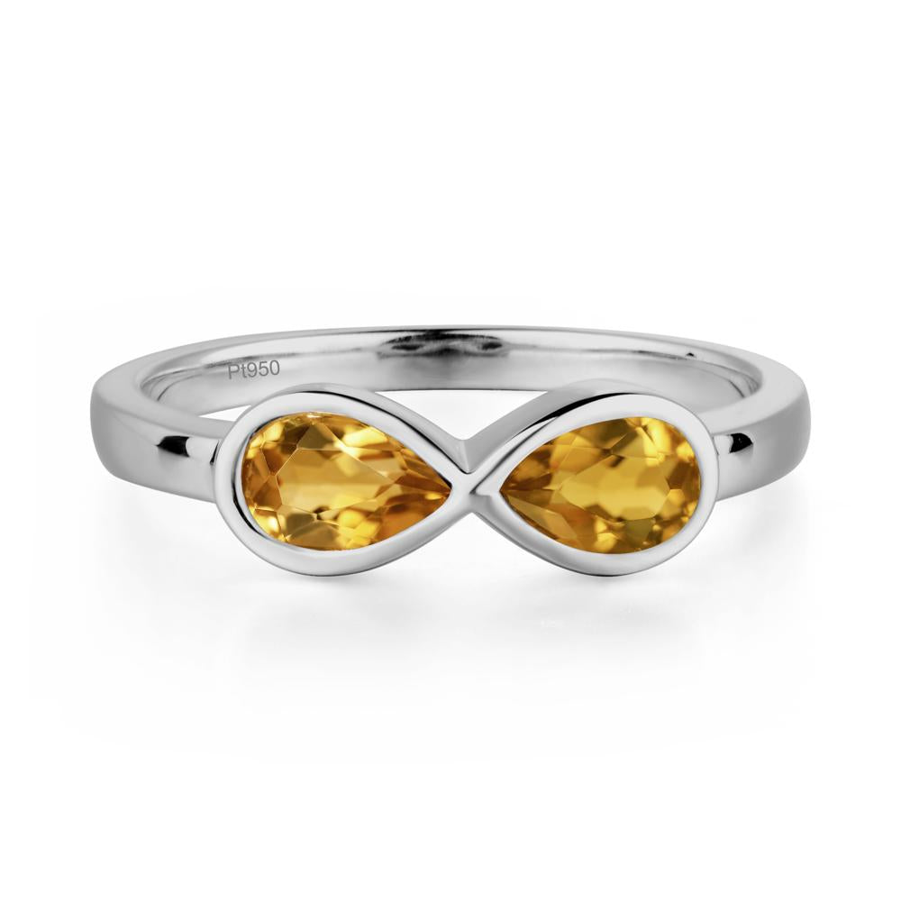 Pear Shaped 2 Stone Citrine Infinity Ring - LUO Jewelry #metal_platinum