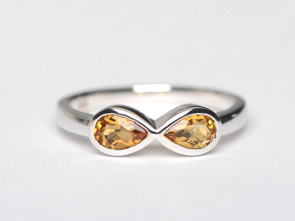 Pear Shaped 2 Stone Citrine Infinity Ring - LUO Jewelry