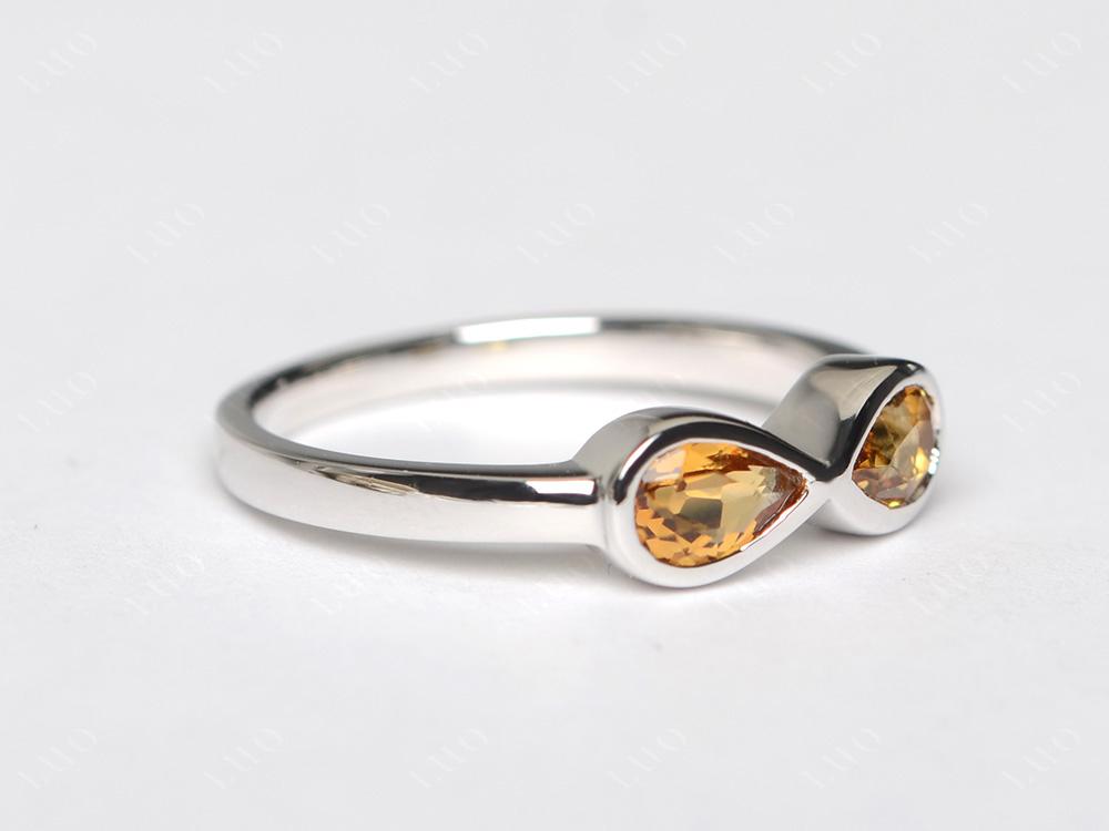 Pear Shaped 2 Stone Citrine Infinity Ring - LUO Jewelry