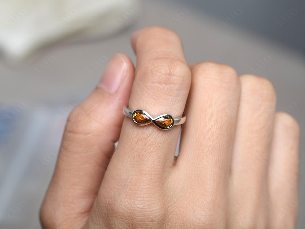 Pear Shaped 2 Stone Citrine Infinity Ring - LUO Jewelry