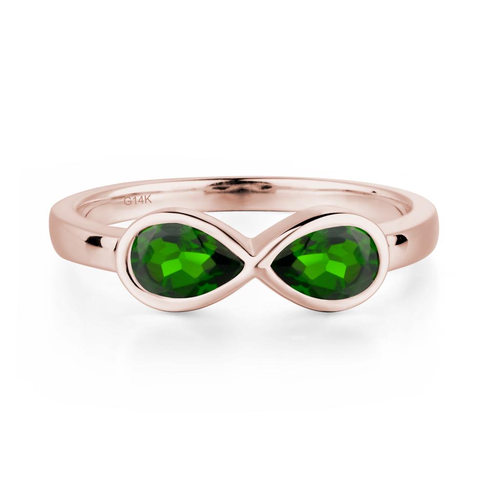 Pear Shaped 2 Stone Diopside Infinity Ring - LUO Jewelry #metal_14k rose gold