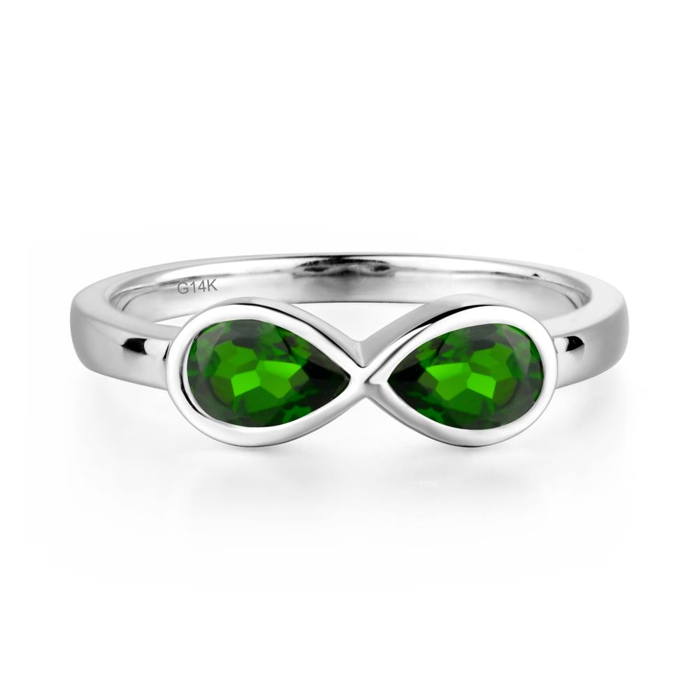 Pear Shaped 2 Stone Diopside Infinity Ring - LUO Jewelry #metal_14k white gold