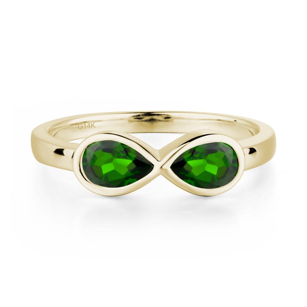 Pear Shaped 2 Stone Diopside Infinity Ring - LUO Jewelry #metal_14k yellow gold