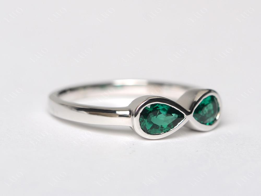 Pear Shaped 2 Stone Lab Created Emerald Infinity Ring - LUO Jewelry
