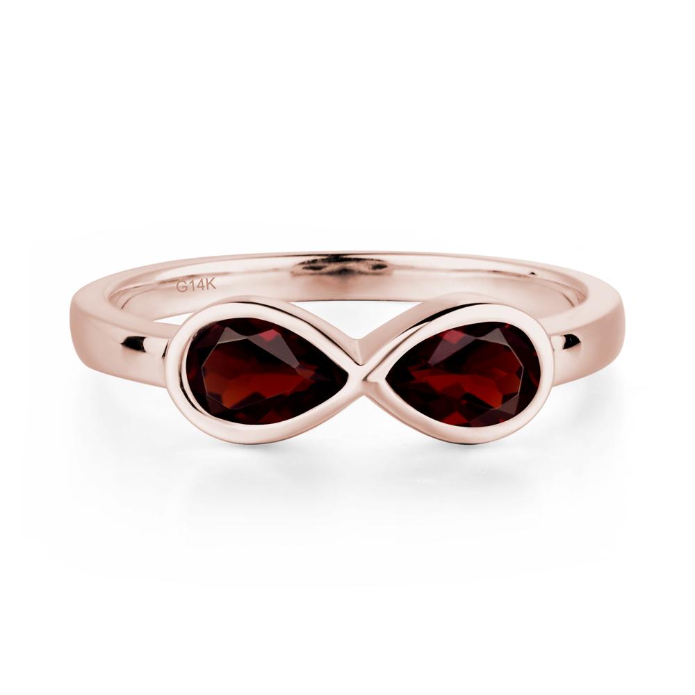 Pear Shaped 2 Stone Garnet Infinity Ring - LUO Jewelry #metal_14k rose gold
