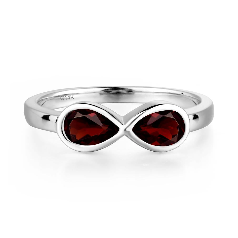 Pear Shaped 2 Stone Garnet Infinity Ring - LUO Jewelry #metal_14k white gold