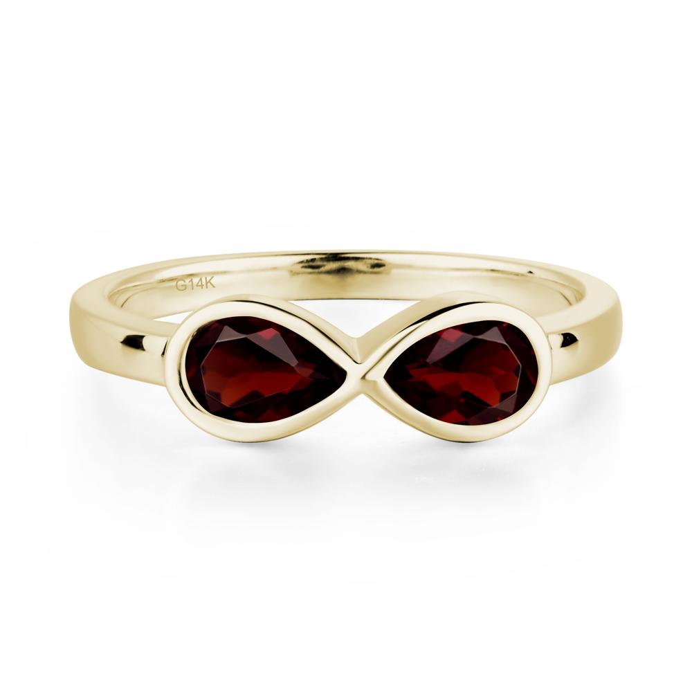 Pear Shaped 2 Stone Garnet Infinity Ring - LUO Jewelry #metal_14k yellow gold