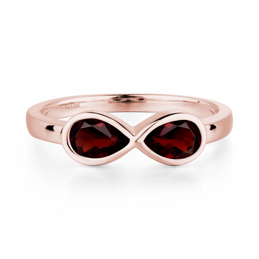 Pear Shaped 2 Stone Garnet Infinity Ring - LUO Jewelry #metal_18k rose gold