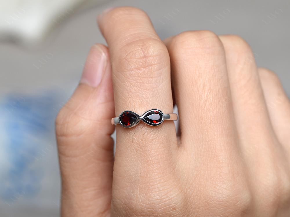 Pear Shaped 2 Stone Garnet Infinity Ring - LUO Jewelry