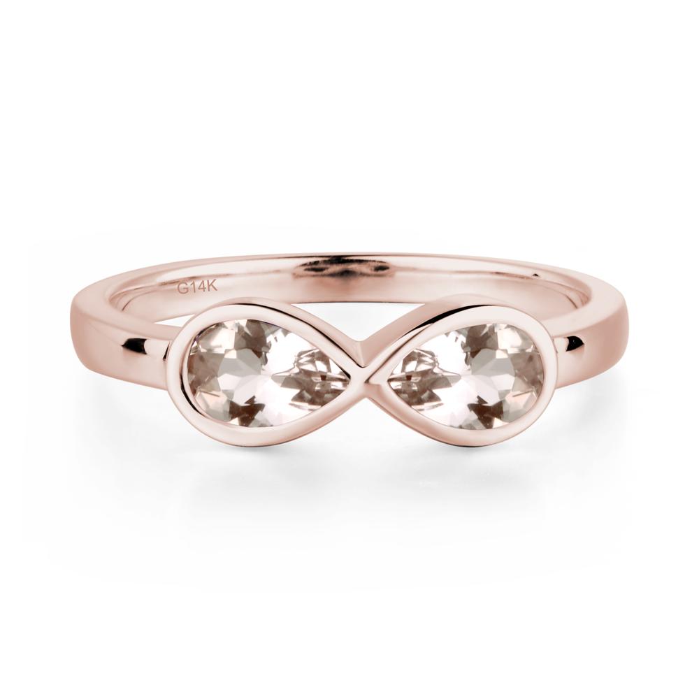 Pear Shaped 2 Stone Morganite Infinity Ring - LUO Jewelry #metal_14k rose gold