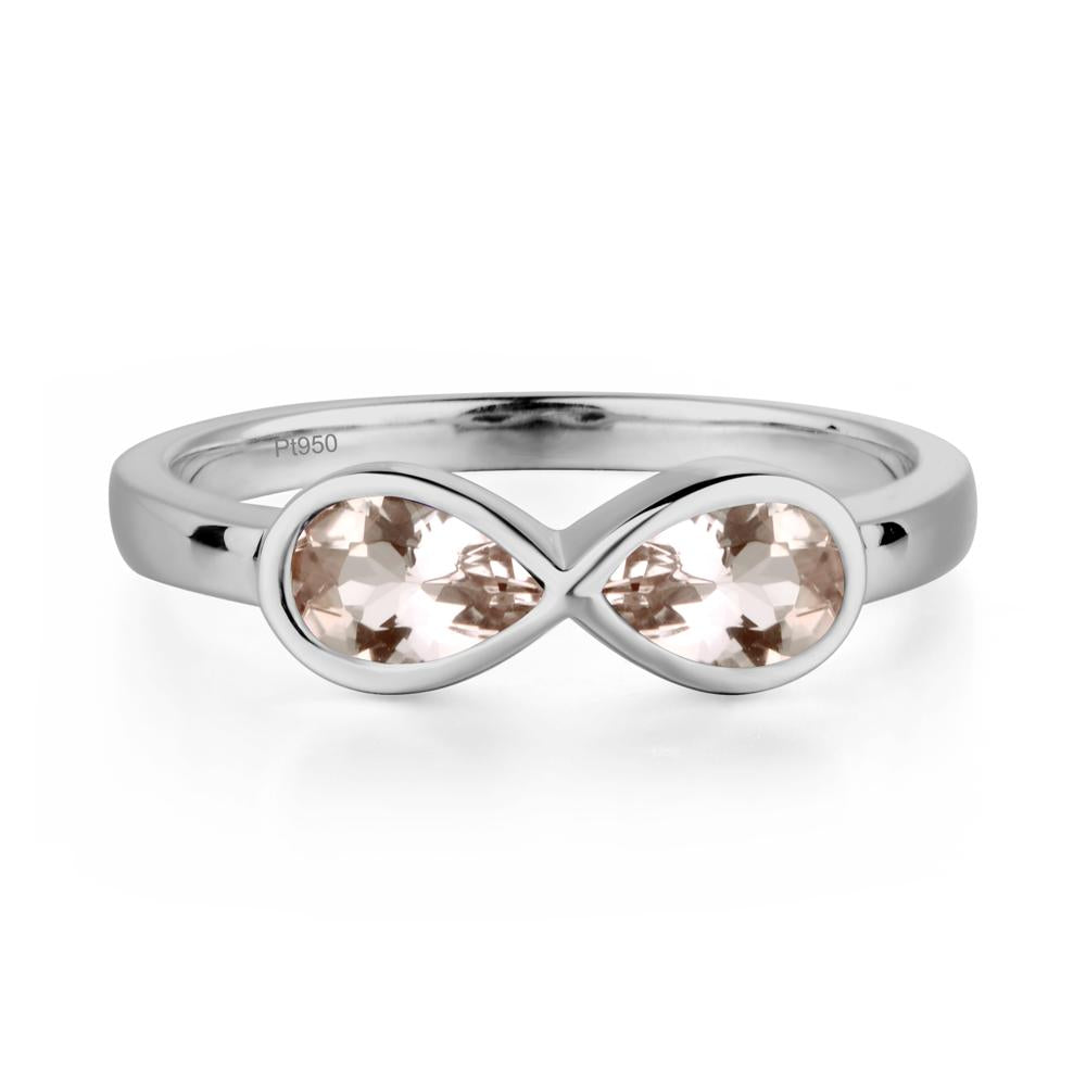 Pear Shaped 2 Stone Morganite Infinity Ring - LUO Jewelry #metal_platinum