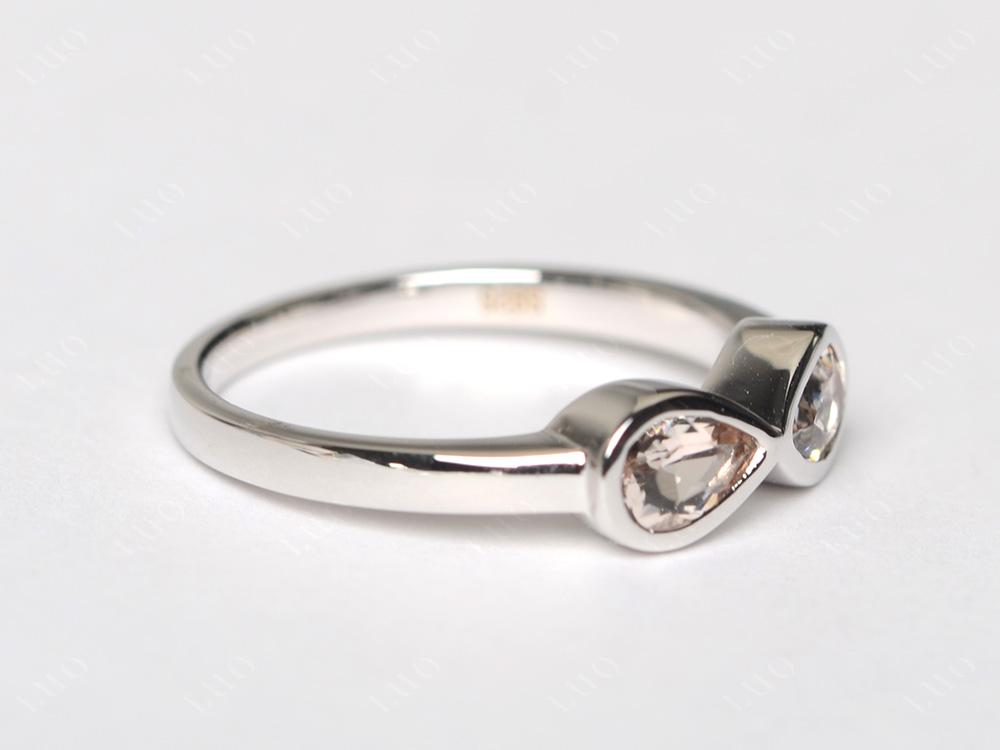 Pear Shaped 2 Stone Morganite Infinity Ring - LUO Jewelry
