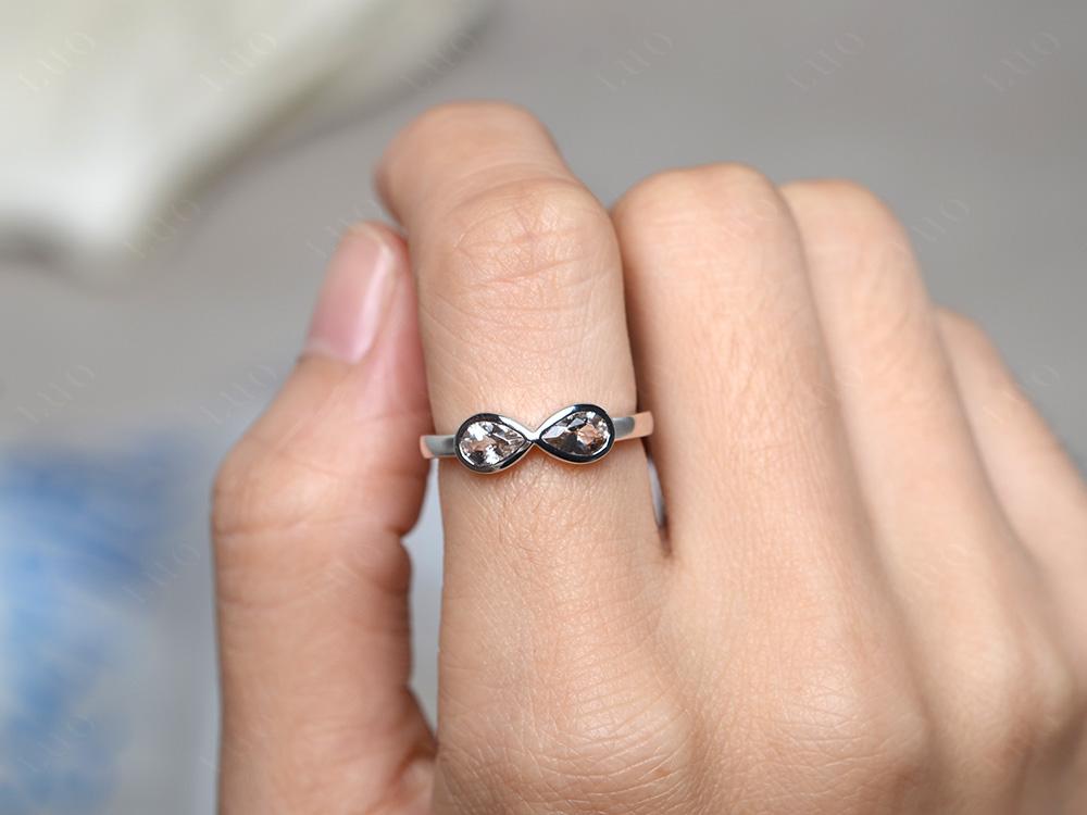 Pear Shaped 2 Stone Morganite Infinity Ring - LUO Jewelry