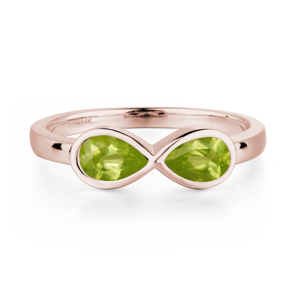 Pear Shaped 2 Stone Peridot Infinity Ring - LUO Jewelry #metal_14k rose gold