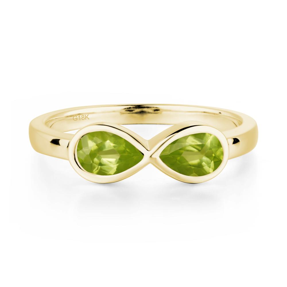 Pear Shaped 2 Stone Peridot Infinity Ring - LUO Jewelry #metal_18k yellow gold