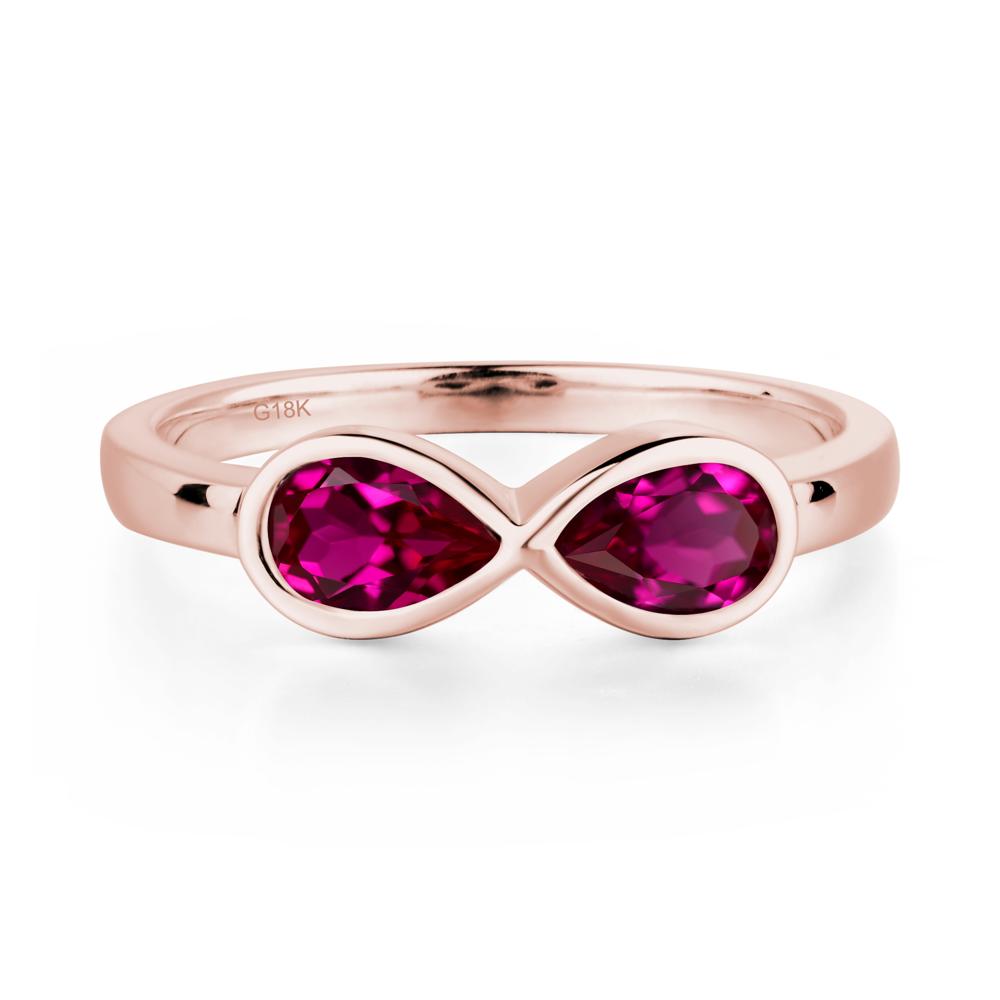 Pear Shaped 2 Stone Lab Ruby Infinity Ring - LUO Jewelry #metal_18k rose gold