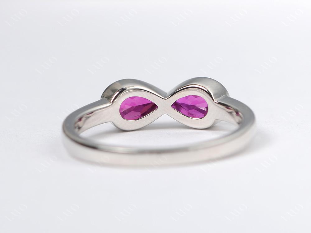 Pear Shaped 2 Stone Lab Ruby Infinity Ring - LUO Jewelry