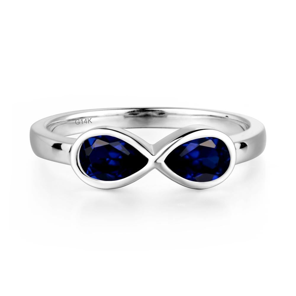 Pear Shaped 2 Stone Sapphire Infinity Ring - LUO Jewelry #metal_14k white gold