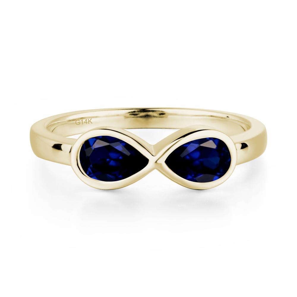 Pear Shaped 2 Stone Sapphire Infinity Ring - LUO Jewelry #metal_14k yellow gold