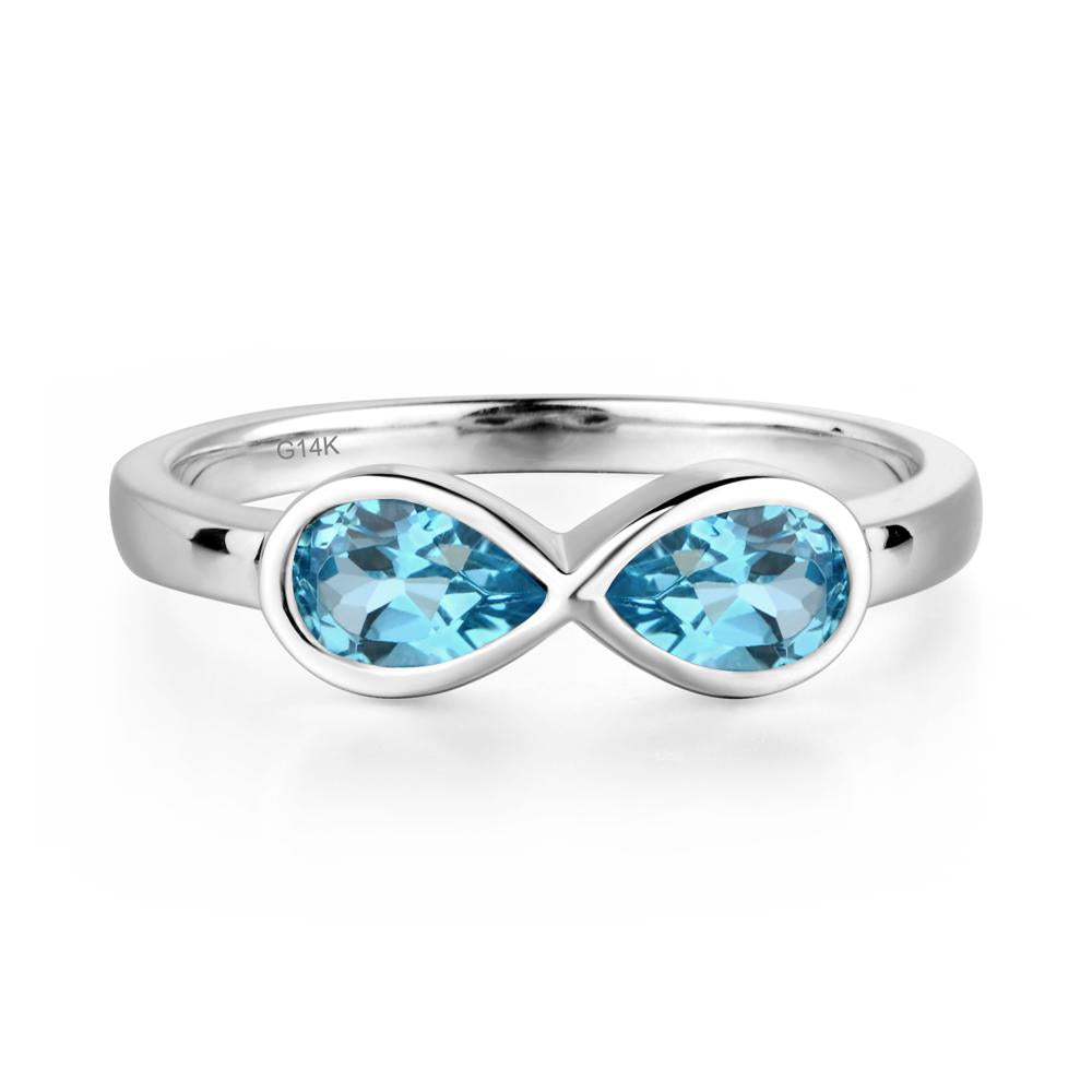Pear Shaped 2 Stone Swiss Blue Topaz Infinity Ring - LUO Jewelry #metal_14k white gold